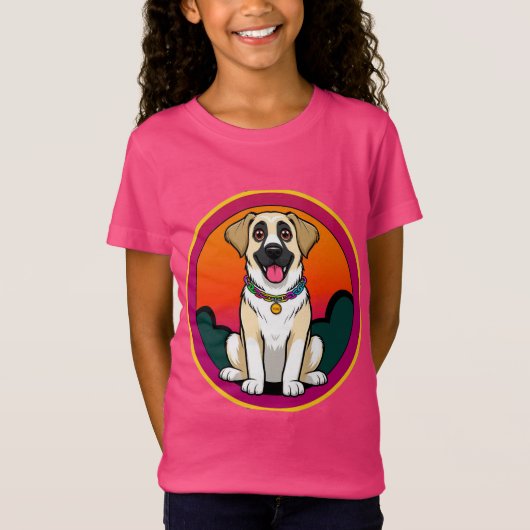 Kleurrijke illustratie van een lachende hond t-shirt (Voorkant)
