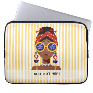 Kleurrijke Illustratie van een Vrouwenhoofd op Gel Laptop Sleeve