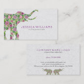 Kleurrijke illustratie van Floral Elephant Visitekaartje (Voorkant / Achterkant)