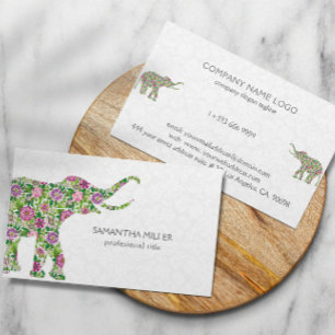 Kleurrijke illustratie van Floral Elephant Visitekaartje