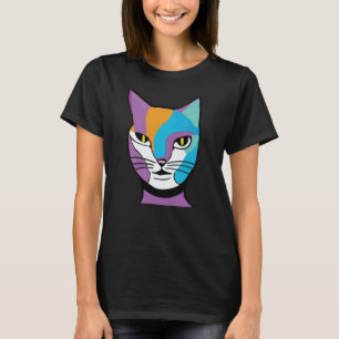Kleurrijke illustratie van kattenvrouw t-shirt