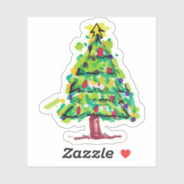Kleurrijke Illustratie van Kerstboom Sticker