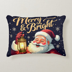 Kleurrijke illustratie van Kerstman met lantaarn Accent Kussen