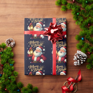 Kleurrijke illustratie van Kerstman met lantaarn Cadeaupapier