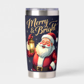 Kleurrijke illustratie van Kerstman met lantaarn Geïsoleerde Drinkbeker (Achterkant)