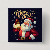 Kleurrijke illustratie van Kerstman met lantaarn Vierkante Button 5,1 Cm (Voorkant)