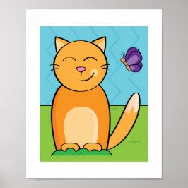Kleurrijke Illustratie van Krachtige Kat | Kinderk Poster