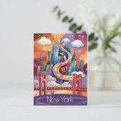 Kleurrijke illustratie van New York Briefkaart (Staand voorkant)