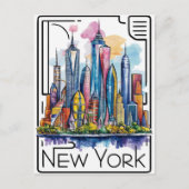 Kleurrijke illustratie van New York City Briefkaart (Voorkant)