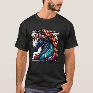 Kleurrijke Illustratie Van Paardenkopprofiel Voor T-shirt