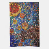 Kleurrijke illustratie van Sterrennacht Kitchen To Theedoek (Verticaal)