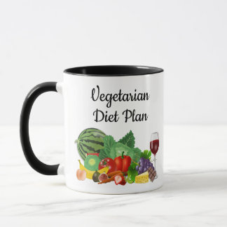 Kleurrijke illustratie van vegetarisch dieetplan mok