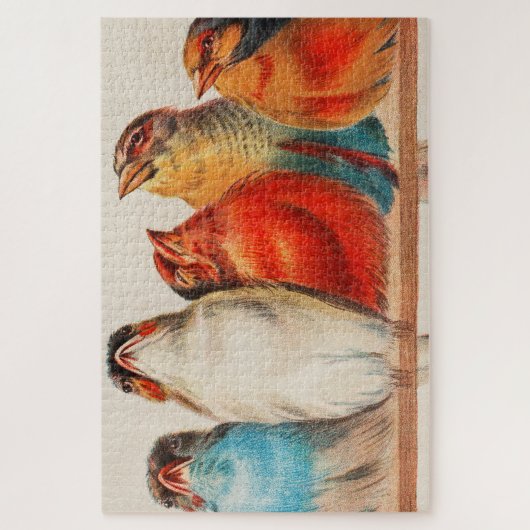 Kleurrijke  illustratie van vijf kleine vogeltjes legpuzzel (Verticaal)