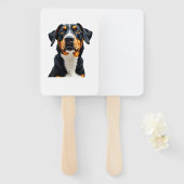 Kleurrijke illustratie van vintage hondenportret r handwaaier (Voorkant en achterkant)