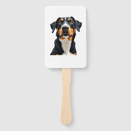 Kleurrijke illustratie van vintage hondenportret r handwaaier (Voorkant)