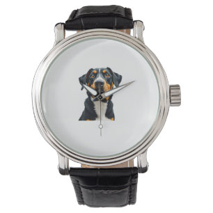 Kleurrijke illustratie van vintage hondenportret r horloge