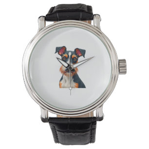Kleurrijke illustratie van vintage hondenportret r horloge