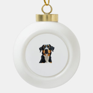 Kleurrijke illustratie van vintage hondenportret r keramische bal ornament