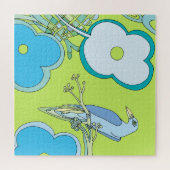 Kleurrijke Illustratie van Vogelbloemen &Tree Legpuzzel (Horizontaal)