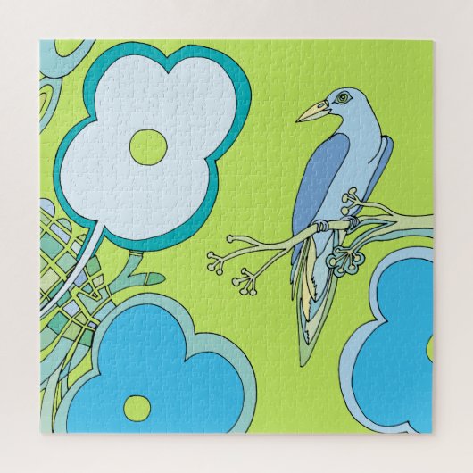 Kleurrijke Illustratie van Vogelbloemen &Tree Legpuzzel (Verticaal)