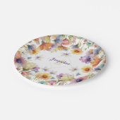 Kleurrijke Illustratie van Wilde Bloem met Initiaa Papieren Bordje (Gekanteld)