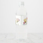 Kleurrijke Illustratie van Wilde Bloem met Initiaa Waterfles Etiket (Achterkant)