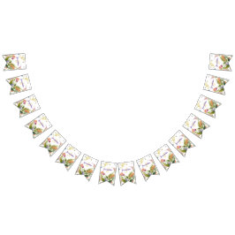 Kleurrijke Illustratie van Wilde Bloemen met Monog Vlaggetjes