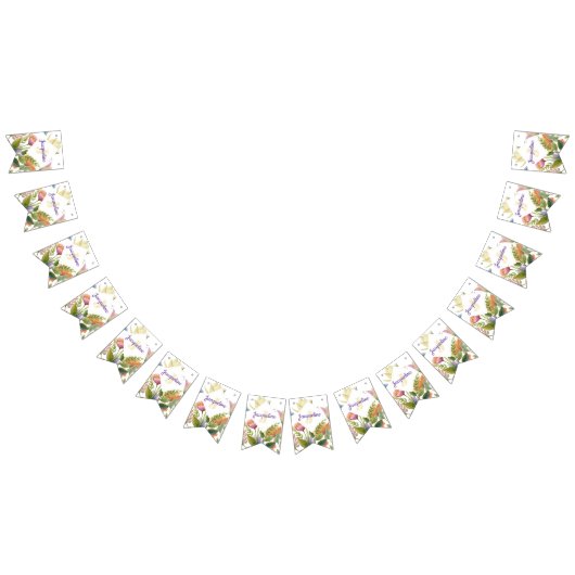 Kleurrijke Illustratie van Wilde Bloemen met Monog Vlaggetjes (Alle)