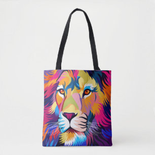 kleurrijke illustraties , een leeuw , eenvoudig on tote bag