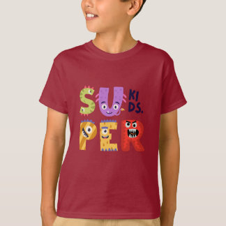 Kleurrijke Illustratieve Monster Letters Kids T-sh T-shirt