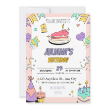 Kleurrijke illustratieve verjaardagsfeestuitnodigi