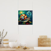 Kleurrijke Impasto Whimsical Slak Poster (Keuken)