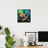 Kleurrijke Impasto Whimsical Slak Poster (Thuiskantoor)