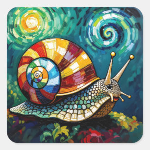 Kleurrijke Impasto Whimsical Slak Vierkante Sticker