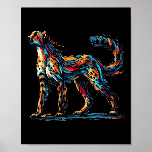 Kleurrijke impressionisme stijl Dierenvriend Cheet Poster (Voorkant)