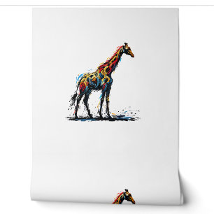 Kleurrijke impressionisme stijl Dierenvriend Giraf Behang