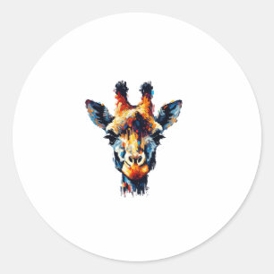 Kleurrijke impressionisme stijl Dierenvriend Giraf Ronde Sticker