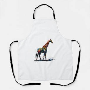 Kleurrijke impressionisme stijl Dierenvriend Giraf Schort
