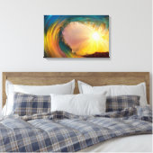 Kleurrijke impressionist brekende golf bij zonsond canvas afdruk (Insitu (Slaapkamer))