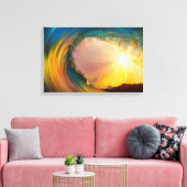 Kleurrijke impressionist brekende golf bij zonsond canvas afdruk (Insitu (Woonkamer))