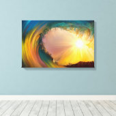 Kleurrijke impressionist brekende golf bij zonsond canvas afdruk (Insitu (Houten vloer))