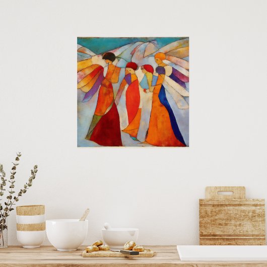 Kleurrijke impressionist Het Licht van Vier Engele Poster (Keuken)