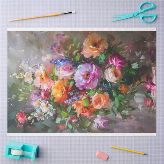Kleurrijke impressionistische bloemenschilderij De Tissuepapier (Craft)