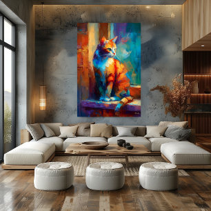 Kleurrijke Impressionistische Kat Dieren Schilderi Poster