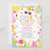 Kleurrijke in de zon zwembad feest 1e verjaardag kaart (Voorkant)