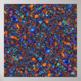 Kleurrijke in elkaar grijpende vormen poster
