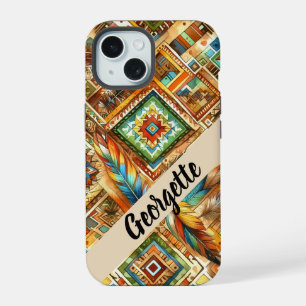 Kleurrijke Indiaanse print iPhone hoes 15 Case