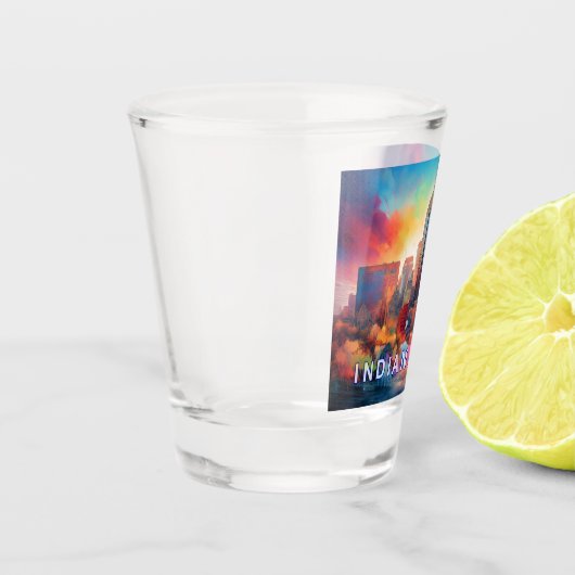 Kleurrijke Indianapolis Skyline Abstracte kunst Shot Glas (Links)