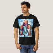 Kleurrijke Indianen schilderen Mannen zwart T-shirt (Voorkant volledig)