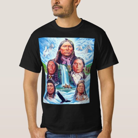 Kleurrijke Indianen schilderen Mannen zwart T-shirt (Voorkant)